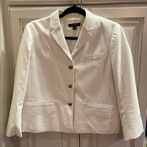 Ann Taylor White Lined Blazer Suit Jacket Size 10
